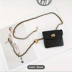 Chic Black Quilted Mini Bag with Chain Strap